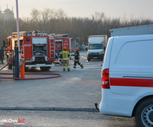 Pożar nad Drwiną w Krakowie