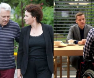 M jak miłość. Piotrek (Marcin Mroczek), Artur (Robert Moskwa), Marysia (Małgorzata Pieńkowska), Robert Bilski (Zbigniew Stryj)
