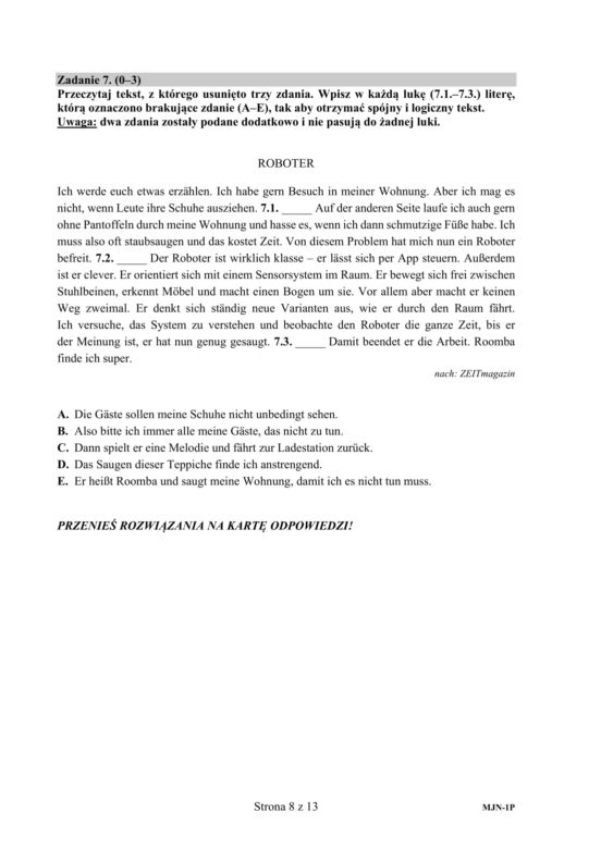 ARKUSZE CKE - Matura j.niemiecki- poziom podstawowy 2019 - co było na maturze z niemieckiego?