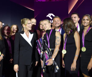 Marta Nawrocka błyszczała na piłkarskiej gali. Tak wyglądało jej spotkanie z Kuleszą