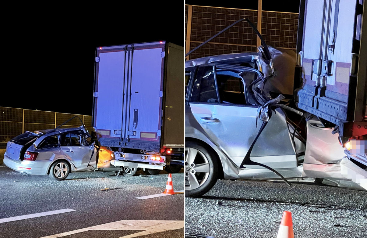 Wypadek na A2 pod Grodziskiem Mazowieckim. Skoda z rodziną z dziećmi wbiła się w tira