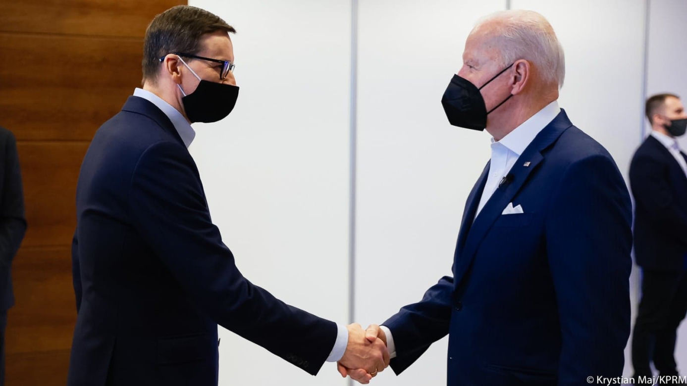 Premier Mateusz Morawiecki i prezydent Joe Biden 