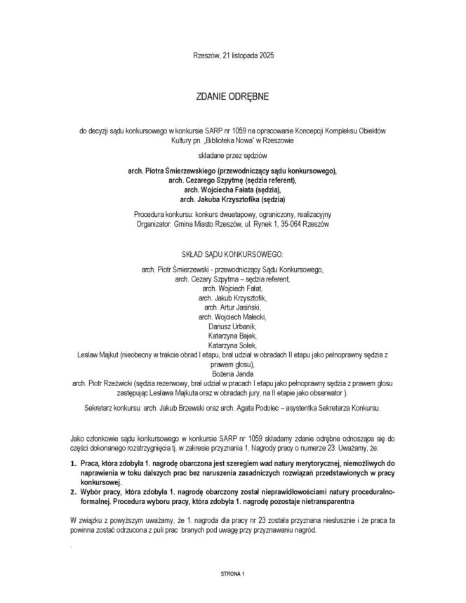 Zdanie odrębne / Biblioteka Nowa Rzeszów