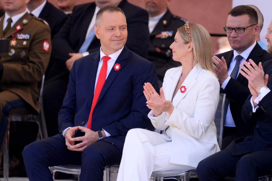 Warszawa. Święto Narodowe Trzeciego Maja. Para prezydencka na Placu Zamkowym w Warszawie