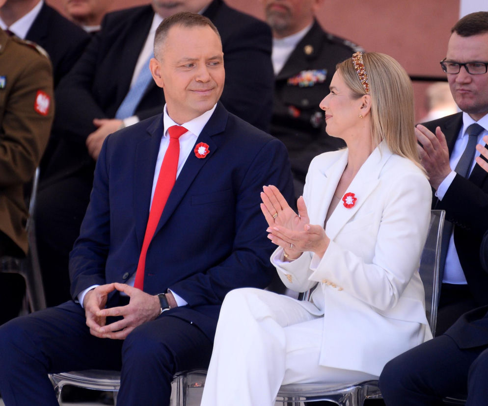 Warszawa. Święto Narodowe Trzeciego Maja. Para prezydencka na Placu Zamkowym w Warszawie