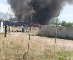 Pożar wysypiska w Pyszącej