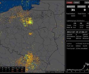 BURZE nad POLSKĄ 19.07.2012: NA ŻYWO - gdzie są i gdzie będą burze - MAPY, pogoda na czwartek, 19.07.2012