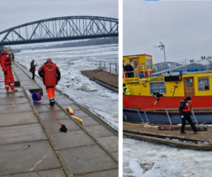 Lodołamacze na Wiśle w Toruniu. Trwa akcja kruszenia lodu
