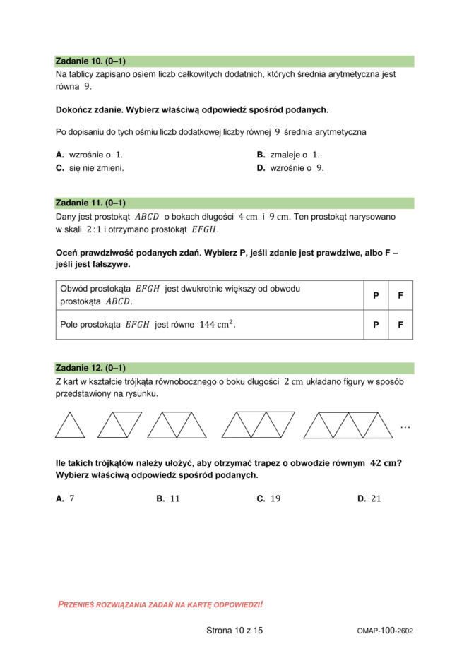 Próbny egzamin ósmoklasisty 2026 - matematyka. Arkusz CKE