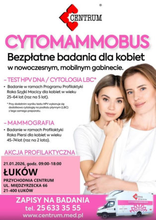 Łuków: bezpłatne badania dla kobiet w Cytomammobusie Centrum 