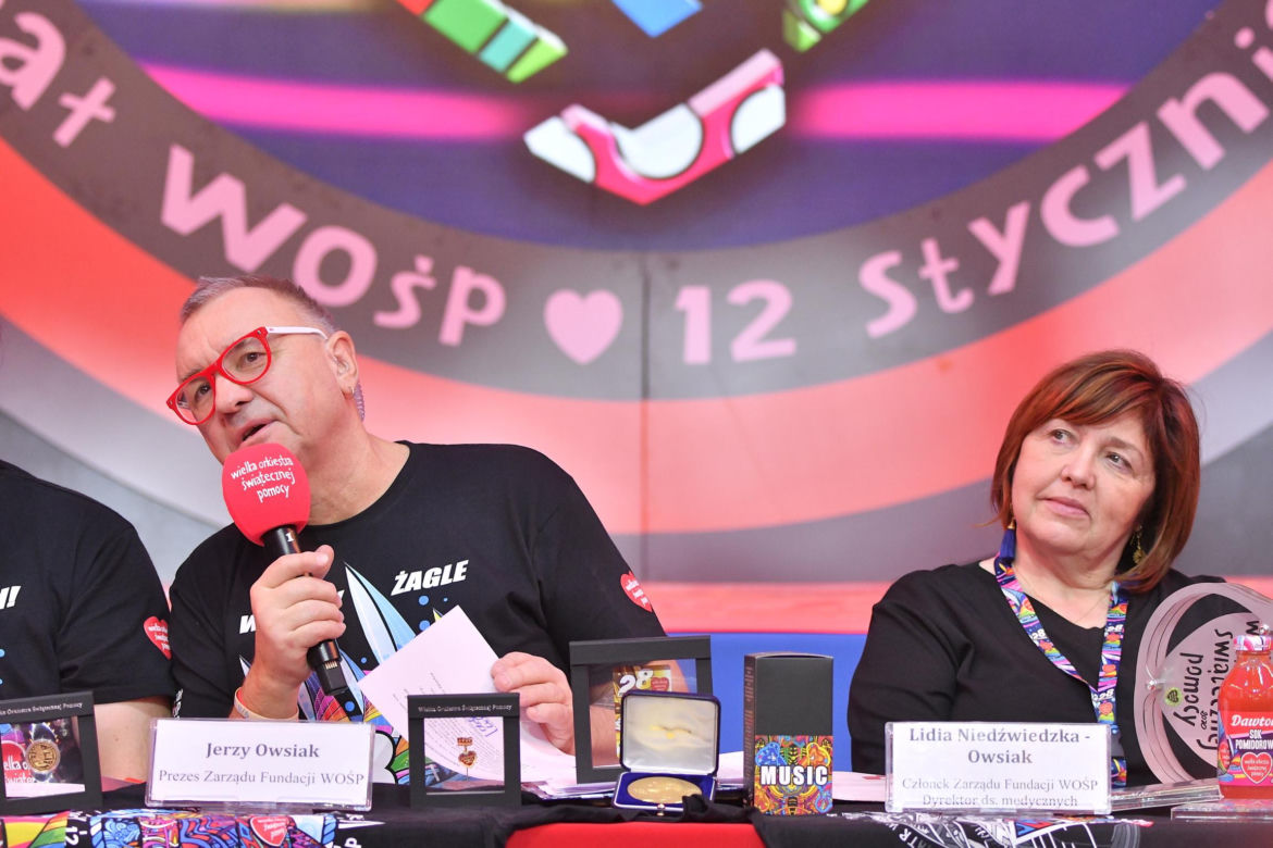 Jerzy Owsiak w koszulce Ruchu Chorzów