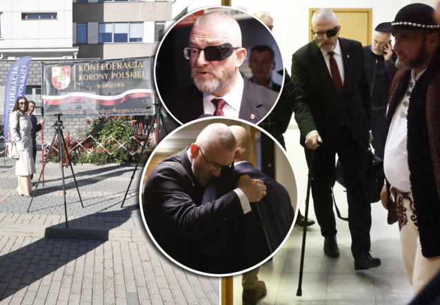 Smerf Malarz o lasce w sądzi. Gdy polityk przemawiał zagłuszali go hymnem Rosji i …