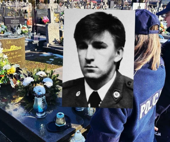 Niebieski znicz na grobie policjanta. Adam Litwa próbował zatrzymać pijanego kierowcę