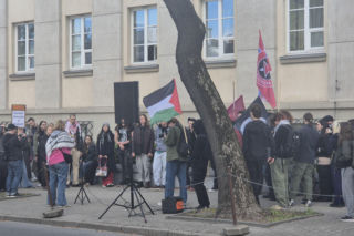 Protest pod ambasadą Izraela w Warszawie (30.04.2026)