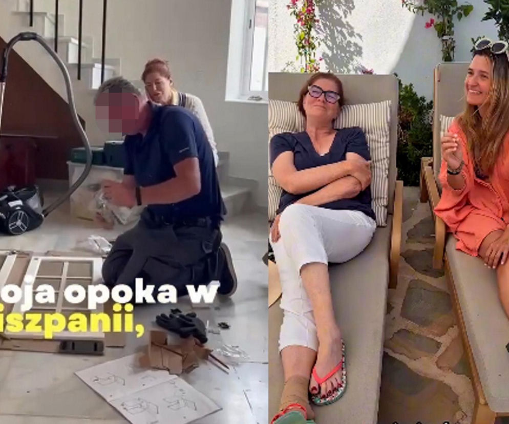Katarzyna Dowbor z opatrunkiem na nodze odpoczywa na leżaku. Obok zdjęcie fachowca. O urlopie gwiazdy przeczytasz na SE.