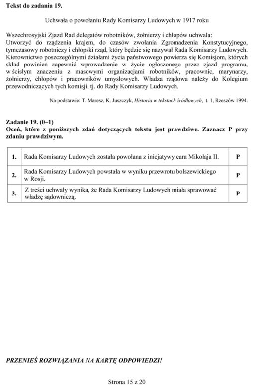 EGZAMIN GIMNAZJALNY 2014 HISTORIA WOS - ARKUSZE OFICJALNE Z CKE