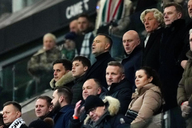 Karol Nawrocki na meczu Legia Warszawa - Sparta Praga