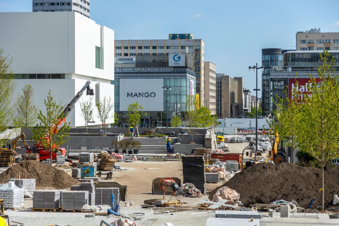 Plac Centralny w Warszawie pod koniec budowy