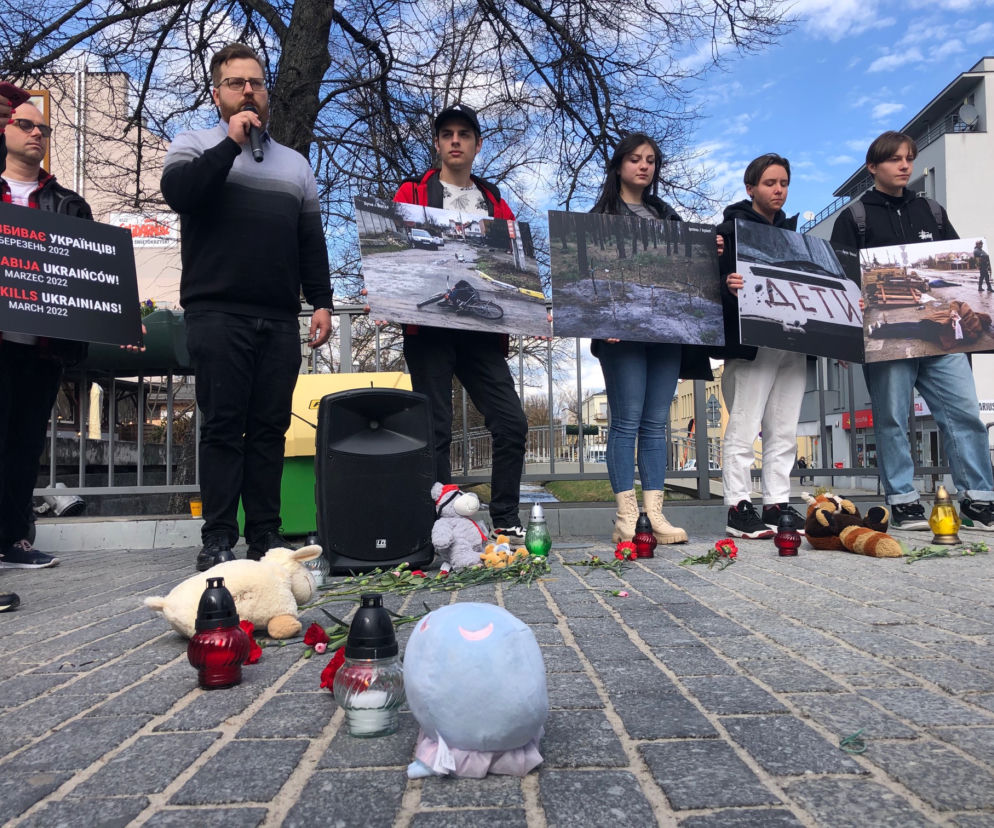 Demonstracja solidarności z Ukrainą w Kielcach