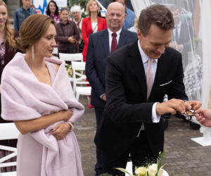 Na dobre i na złe, odcinek 721. Falkowicz (Michał Żebrowski), Kasia (Ilona Ostrowska), Tretter (Piotr Garlicki), Wiktoria (Katarzyna Dąbrowska)