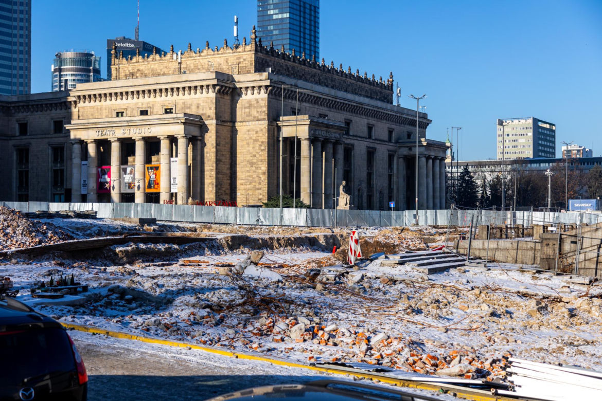 Budowa placu Centralnego w Warszawie, styczeń 2024 r.