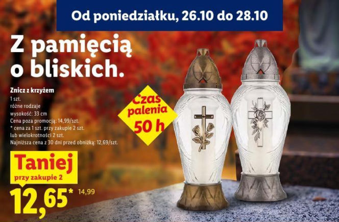 Znicze i chryzantemy w promocji w Lidlu przed 1 listopada 2026
