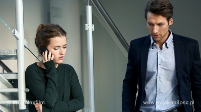 	M jak miłość odc. 1131. Ala (Olga Frycz), Karol (Bartek Waga)