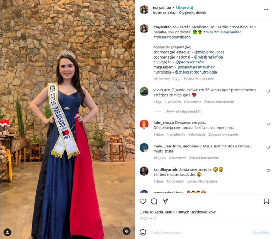 Miss Brazylii nie żyje! 26-latka próbowała się ratować z pożaru