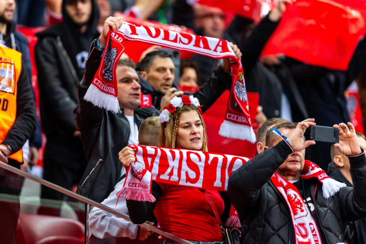 Kibice na meczu Polska -Mołdawia