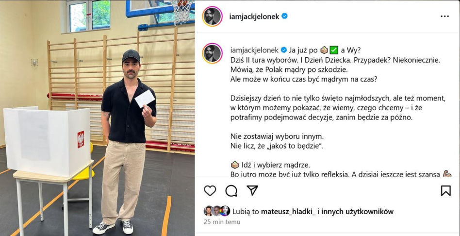 Wybory 2025: Jak głosują gwiazdy? Jacek Jelonek