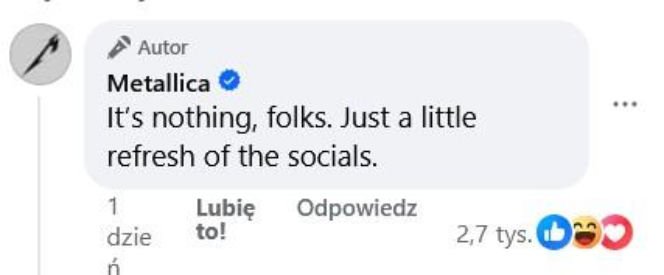 Komentarz Metalliki ws. zmian w socialach