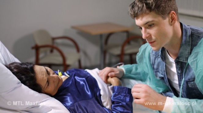 M jak miłość odc. 1049. Marcin (Mikołaj Roznerski), Aleksandra (Małgorzata Pieczyńska)