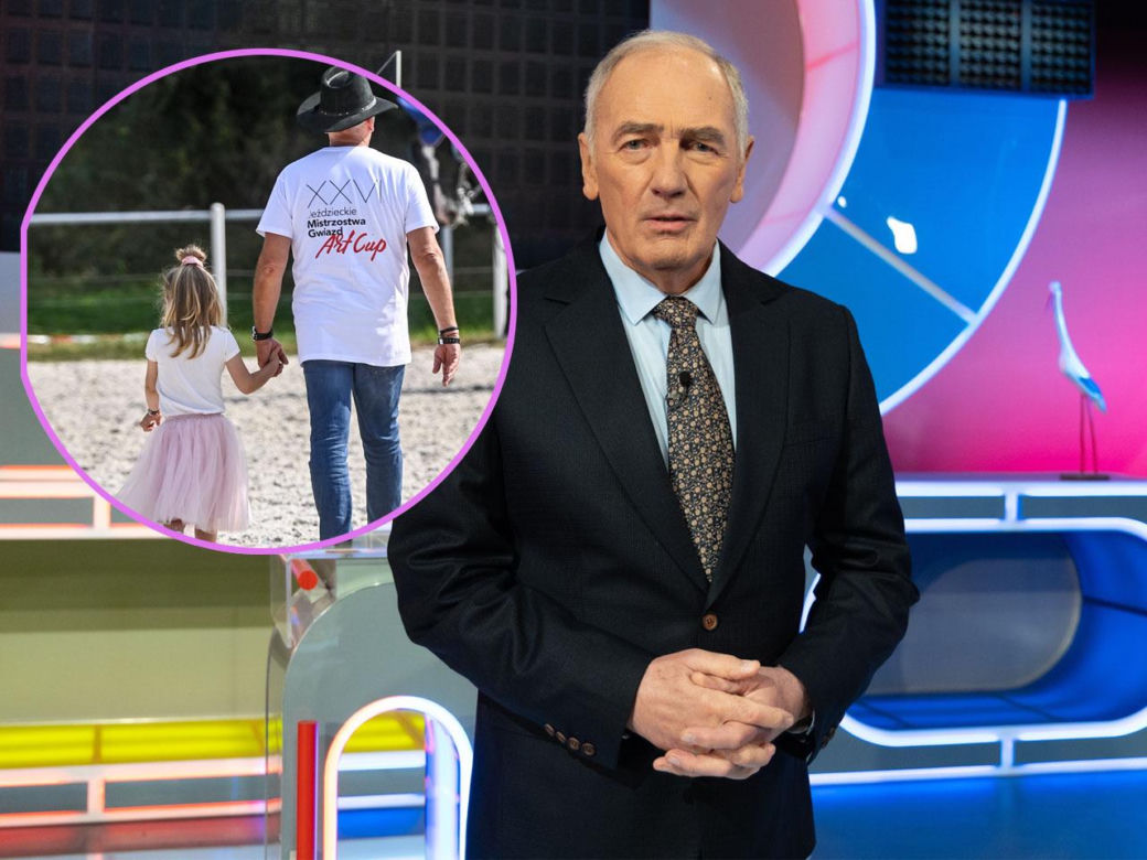 Karol Strasburger - córeczka przytula telewizor z "Familiadą"
