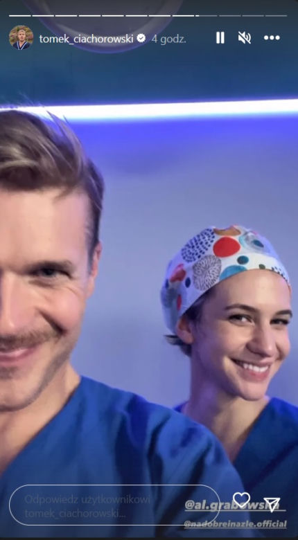 Na dobre i na złe na planie. Maks Beger (Tomasz Ciachorowski), Gloria (Aleksandra Grabowska)
