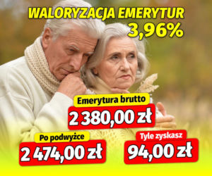 Waloryzacja emerytur 3,96 procent