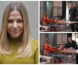 Pierwsza miłość. Marta (Honorata Witańska), Lubomir (Marcin Januszkiewicz), Emilka (Anna Ilczuk)