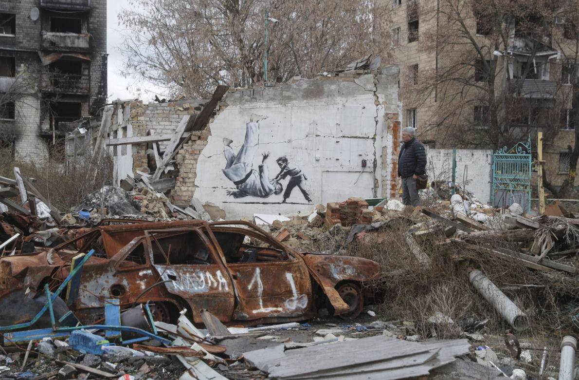 Banksy tam był. Powstała seria ulicznych graffiti w Ukrainie