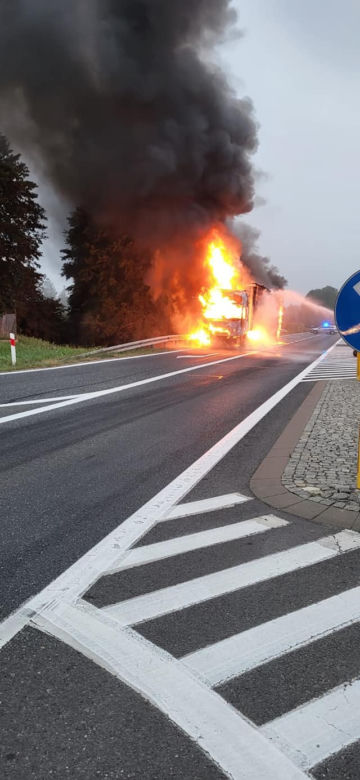 Pożar ciężarówki na DK 10 w Makowiskach [ZDJĘCIA]
