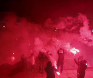 Spektakularny pokaz. Dziś racowisko kibiców Jagiellonii Białystok
