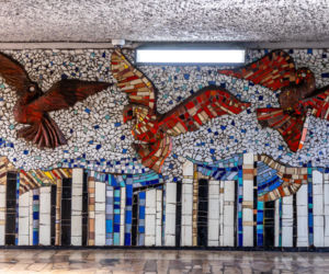 Przejście podziemne przy dawnej kopalni - mozaika z PRL