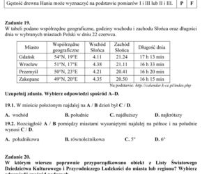 Próbny egzamin gimnazjalny - Przedmioty przyrodnicze