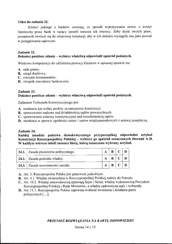 EGZAMIN GIMNAZJALNY 2012 - HISTORIA, WOS - 24.04.2012 - TEST GIMNAZJALNY 2012