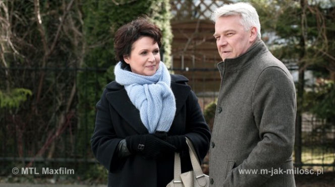 M jak miłość odc. 1143. Marysia (Małgorzata Pieńkowska), Robert Bilski (Zbigniew Stryj)