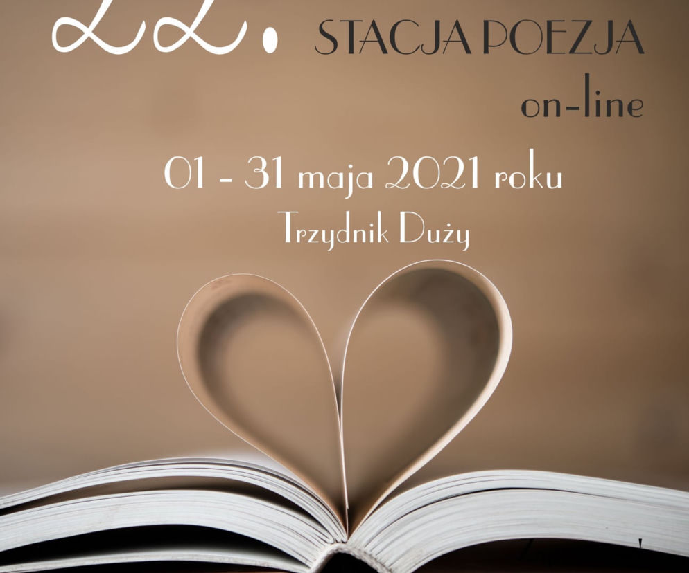 Plakat promujący Powiatowe Spotkania Poetów Stacja Poezja