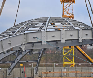 Budowa Fabryki wody - grudzień 2020. Montaż świetlika