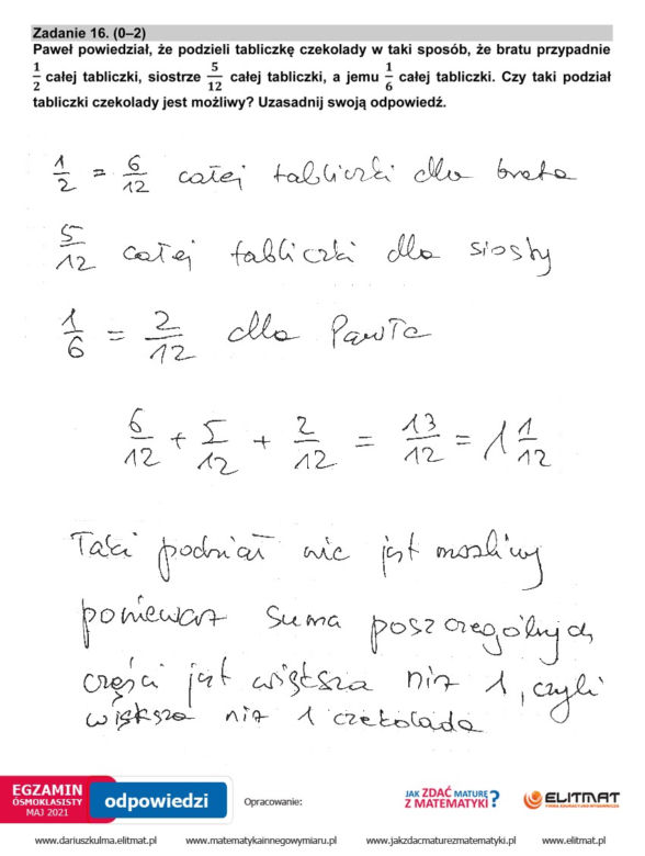 Egzamin ósmoklasisty 2021 matematyka. Arkusze CKE, pytania, odpowiedzi [26.05.2021]