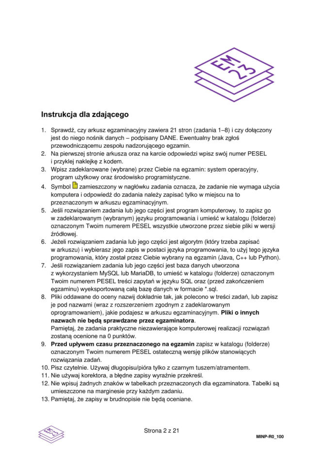 Matura 2026: informatyka 14.05.2026. Arkusze CKE