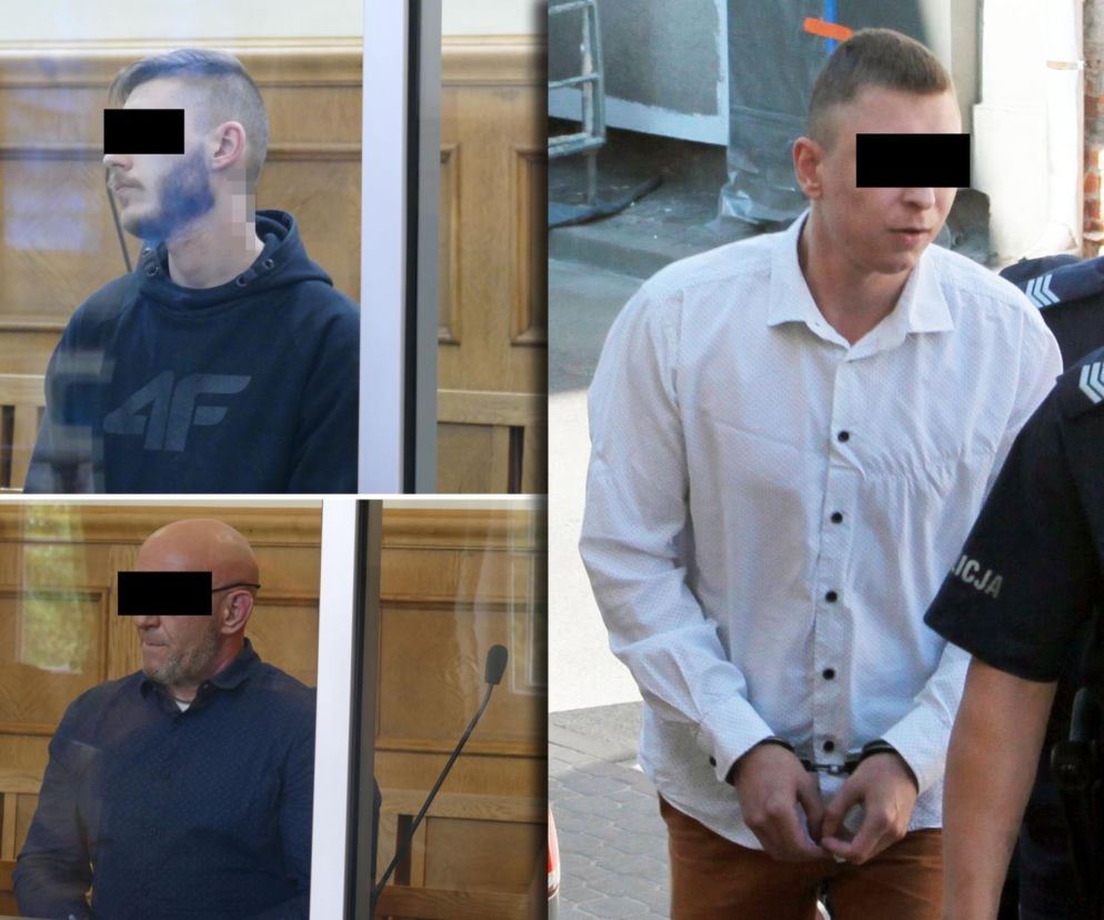 Trzej oskarżeni o brutalne morderstwa mężczyźni z zasłoniętymi oczami. O kulisach zbrodni przeczytasz na SE Łódź.