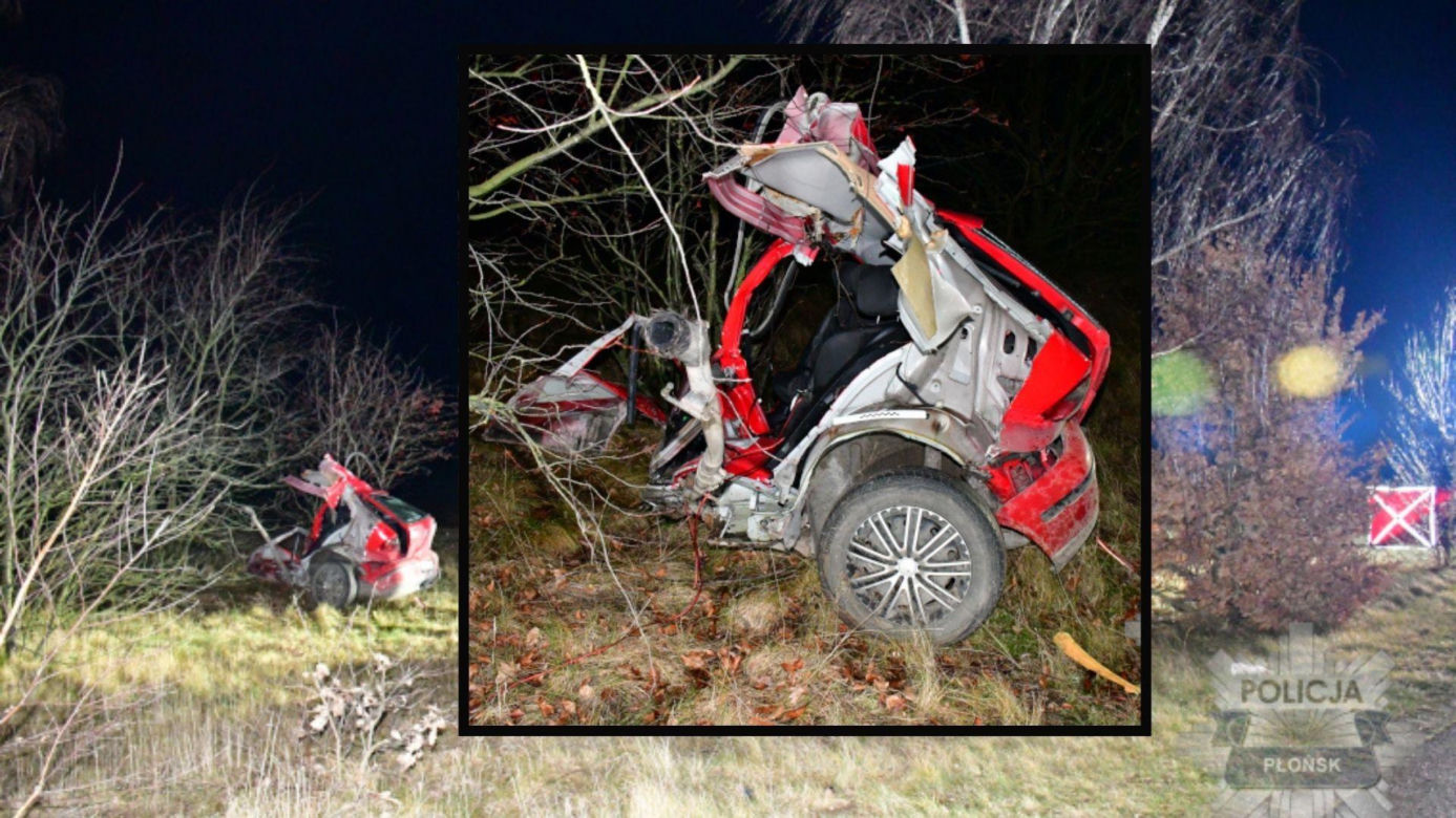 Pijany i naćpny rąbnął seatem w drzewo. Z auta zostały strzępy, pasażer zginął na miejscu