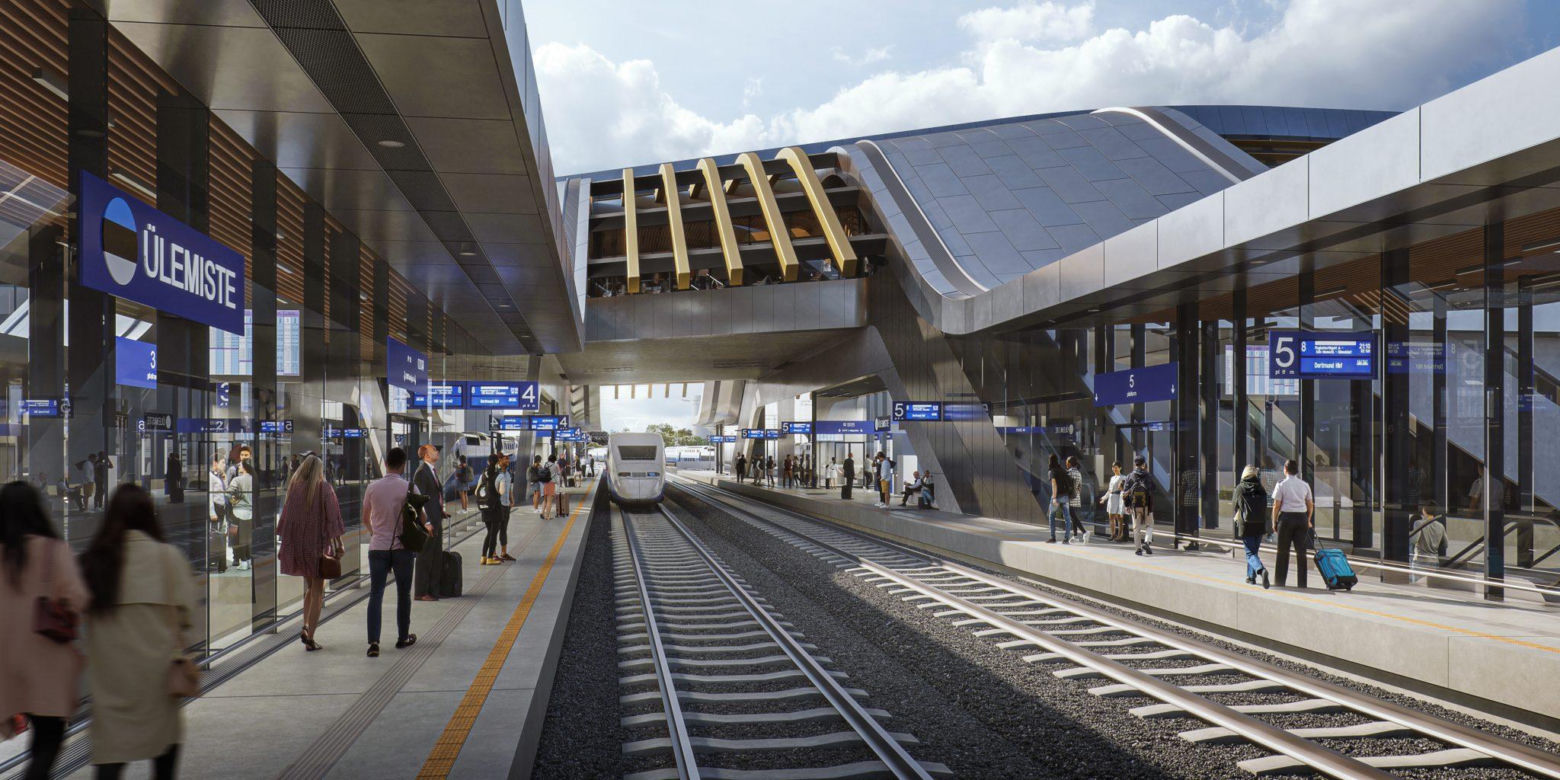Tak będzie wyglądał, kończący trasę Rail Baltica, imponujący dworzec kolejowy w Tallinie